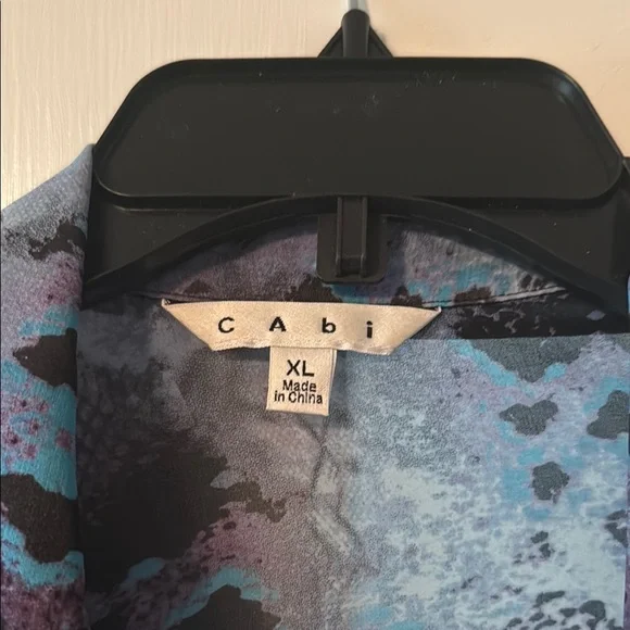 CAbi Blue and Black Blouse with Abstract Pattern - Picture 2 of 6